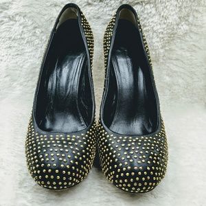 ALEXANDER WANG Gold Studded Platform Heels 37 6.5